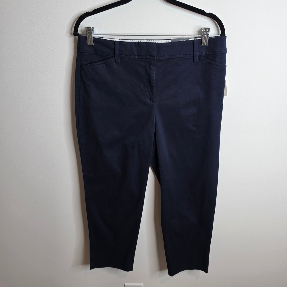 Talbots NWT Perfect Crop Pant Women 8P Navy Blue Slim Leg Trousers